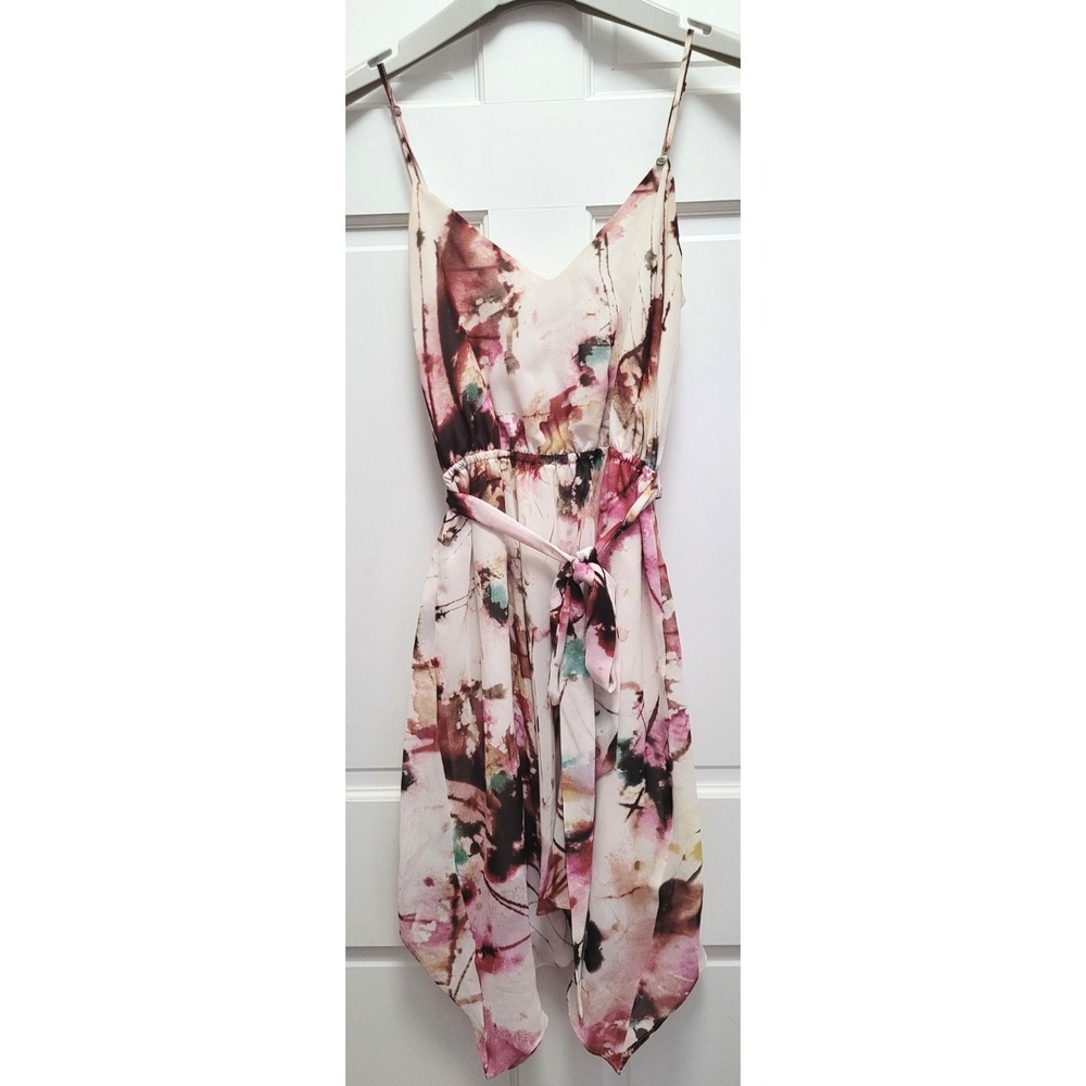 Guess Women's Chiffon Asymetrical Watercolor‎ Tie-Die Sleeveless Dress - XS
